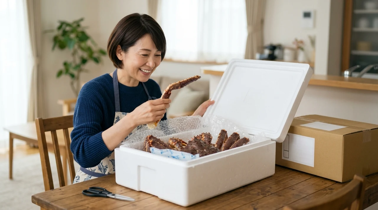 カニ通販で失敗しないコツをイメージした写真風の画像